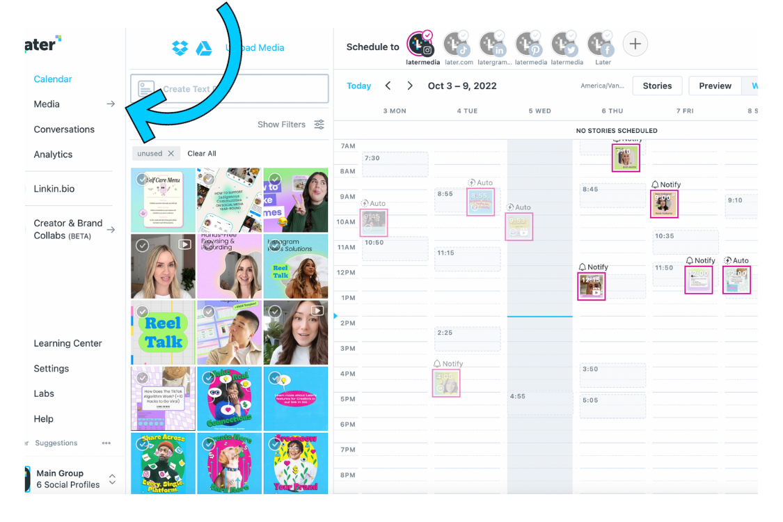 Later desktop view for collect feature