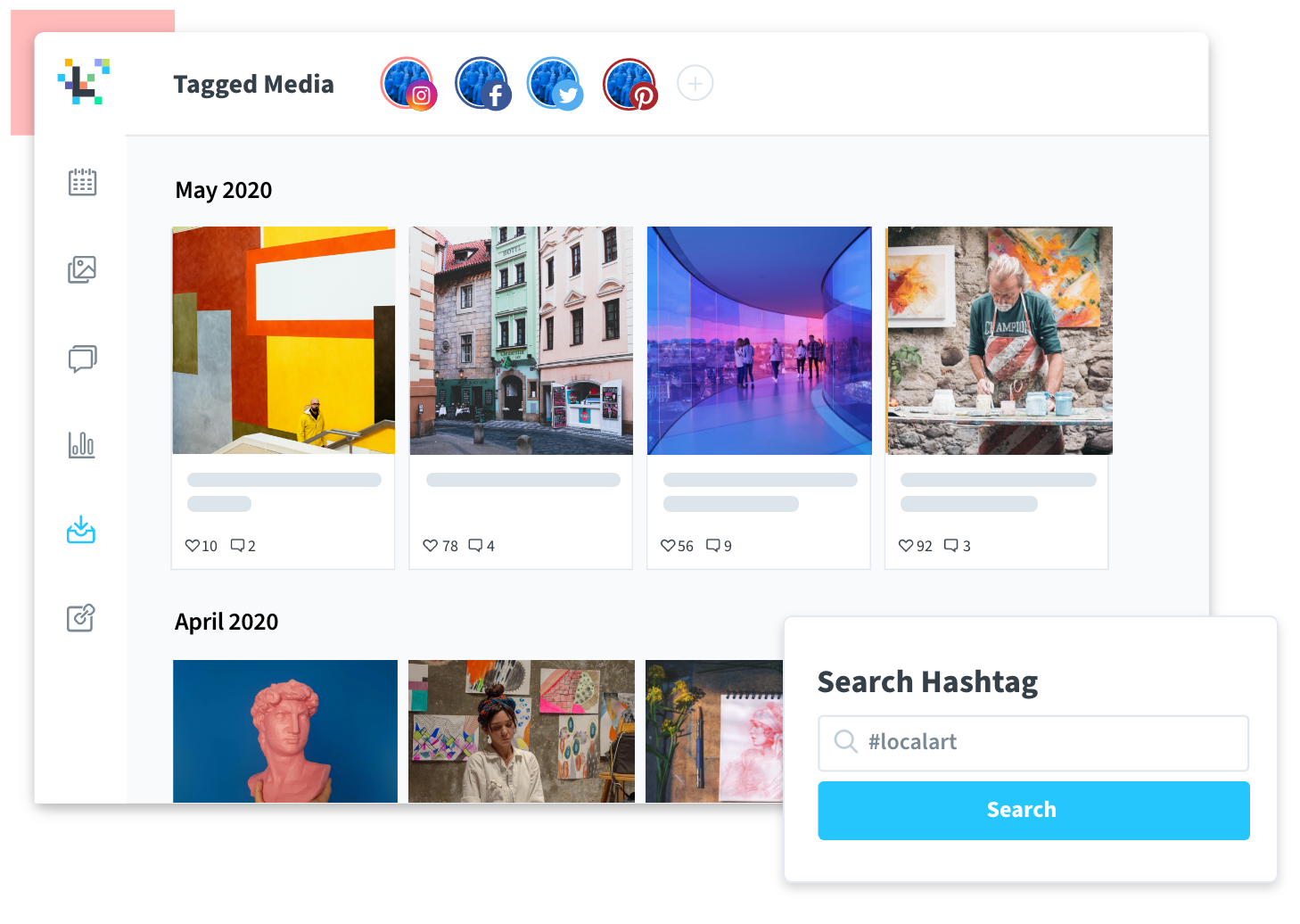 Tagged Media posts organized by month in the Later social media management app