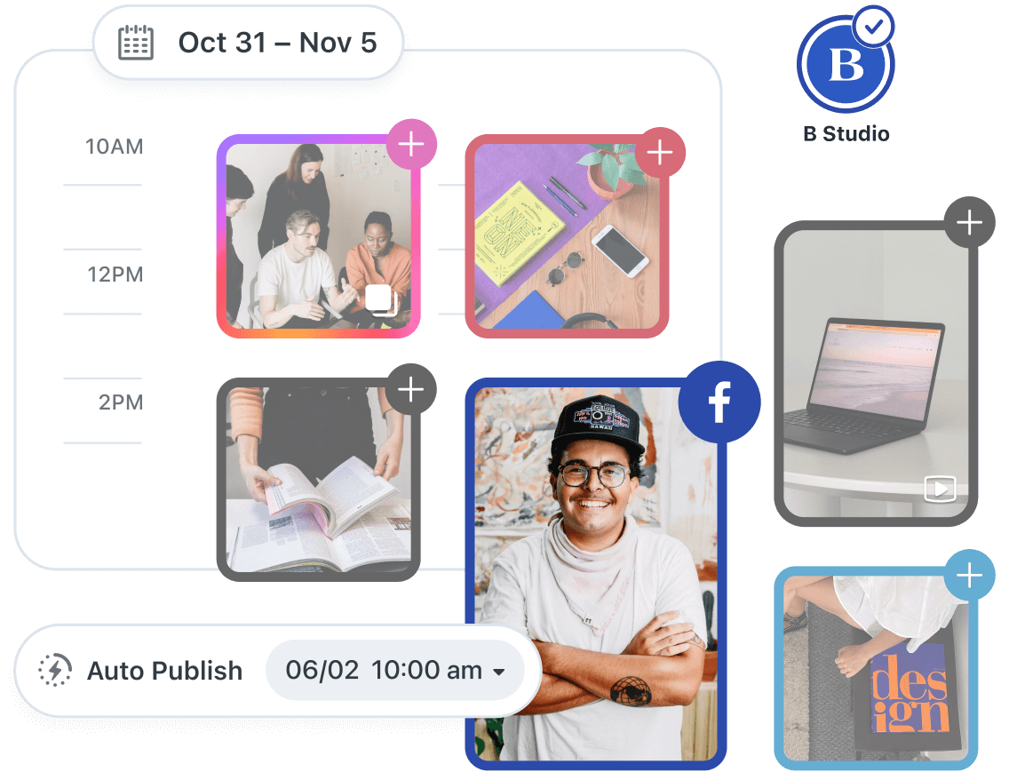 Later is used to schedule and automatically post to Facebook and other social media platforms