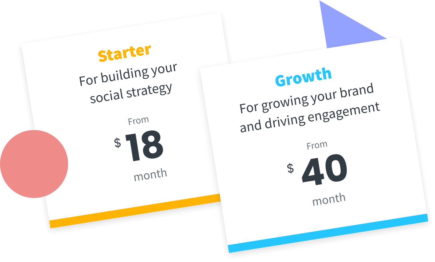 Select between Starter vs Growth Later pricing plans