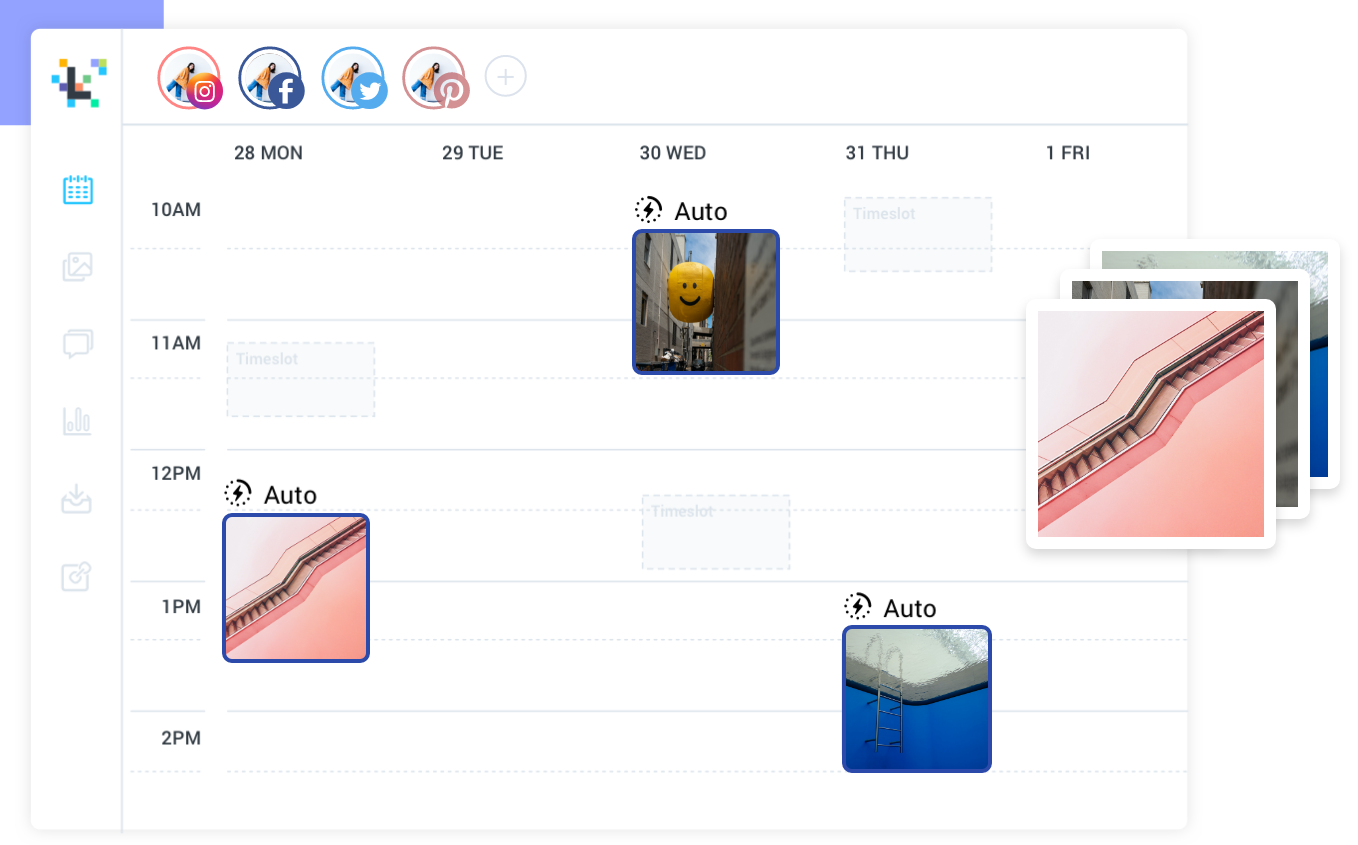 Later social media content calendar view