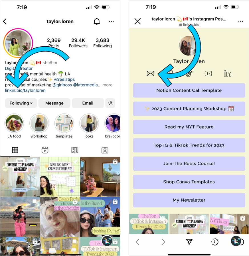 instagram influencer marketing - link in bio