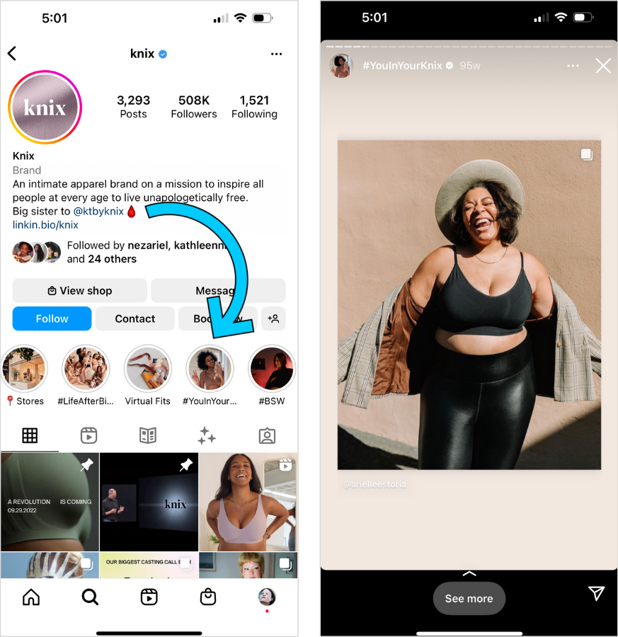 Knix Instagram's Stories Highlight #YouInYourKnix UGC